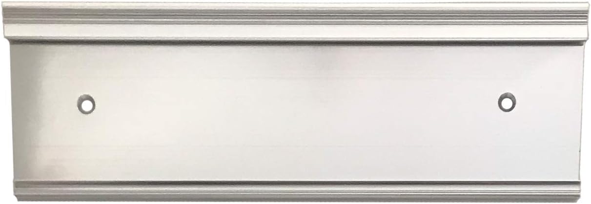Modern Nameplate Holder - Wall or Door - with Clear Plastic Insert - 8 x 2 - Made in The USA! (Polished Silver)