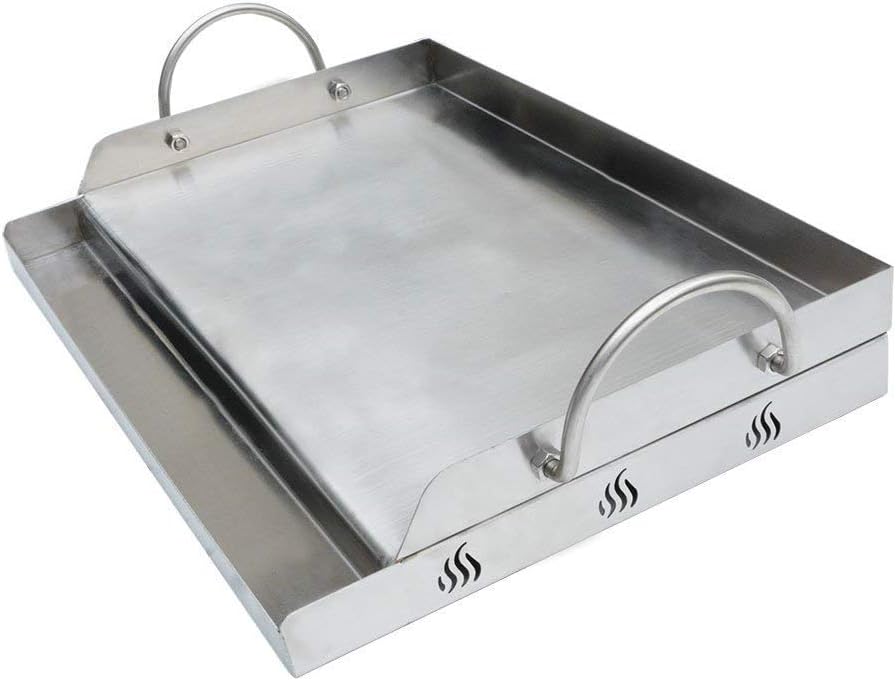 Onlyfire Stainless Steel Rectangle Griddle Plancha for Most BBQ Gas Grills and Charcoal Grills(58.4x40.6cm)