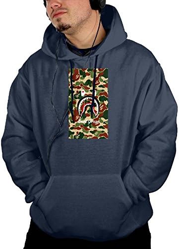 Erkkdj Ooii Bape Shark Camo Wallparer Personalized Laid-Back Winter 100% Cotton Warm Pullover Sweater Hooded Long Sleeve Tshirt For Men Clothes With Pocket Navy