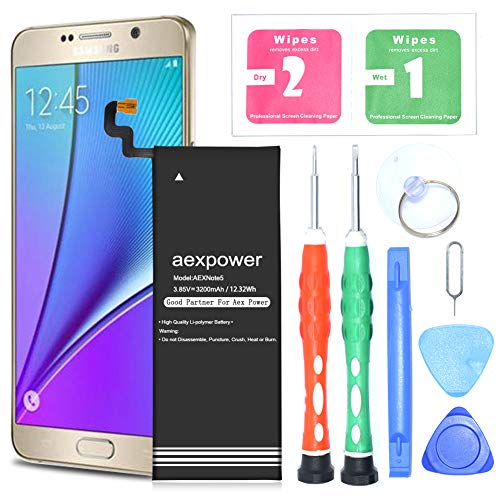 Galaxy Note 5 Battery AexPower 3200mAh Internal Li-ion Polymer Replacement Battery for Samsung Galaxy Note 5 SM-N920 N920T N920A N920P N920V EB-BN920ABE + Free Screwdriver Tool[24 Month Warranty]
