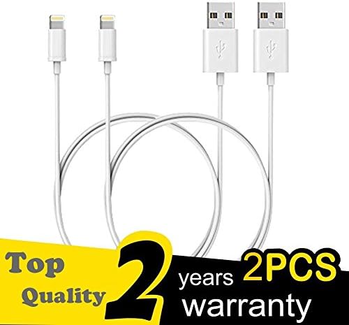 iPhone charger,[2-Pack] 3ft/0.9m Premium Lightning to USB Cable with Ultra Compact Connector Head for iPhone X/8/8 Plus/7/7 Plus/6/6 Plus/5s, iPod and iPad (White)