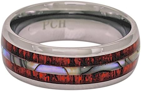 PCH JewelersTungsten Ring Hawaiian Koa Wood Abalone 8mm Comfort Fit Band