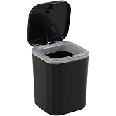 Gloreen 0.5 Gal Tiny Desktop &lrm;Garbage Trash Can with Push Button Lid, Black | Plastic, Square
