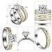 Herinos Women Engagement Rings Set, Stainless Steel Gold Plated Cubic Zirconia Promise Wedding Rings Size 6-9