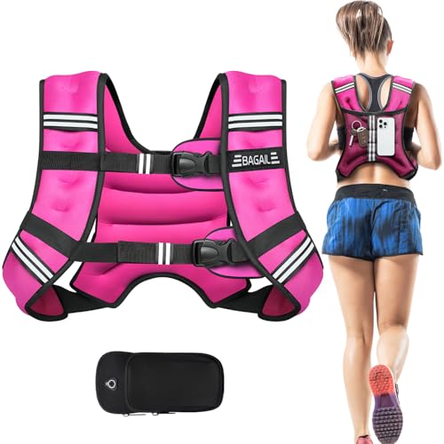 BAGAIL Gewichtsweste für Krafttraining, 12kg Gewichtsweste mit verstellbarer Oberweite, Reflexstreifen und praktischer Tasche, ideal für Workouts, Yog