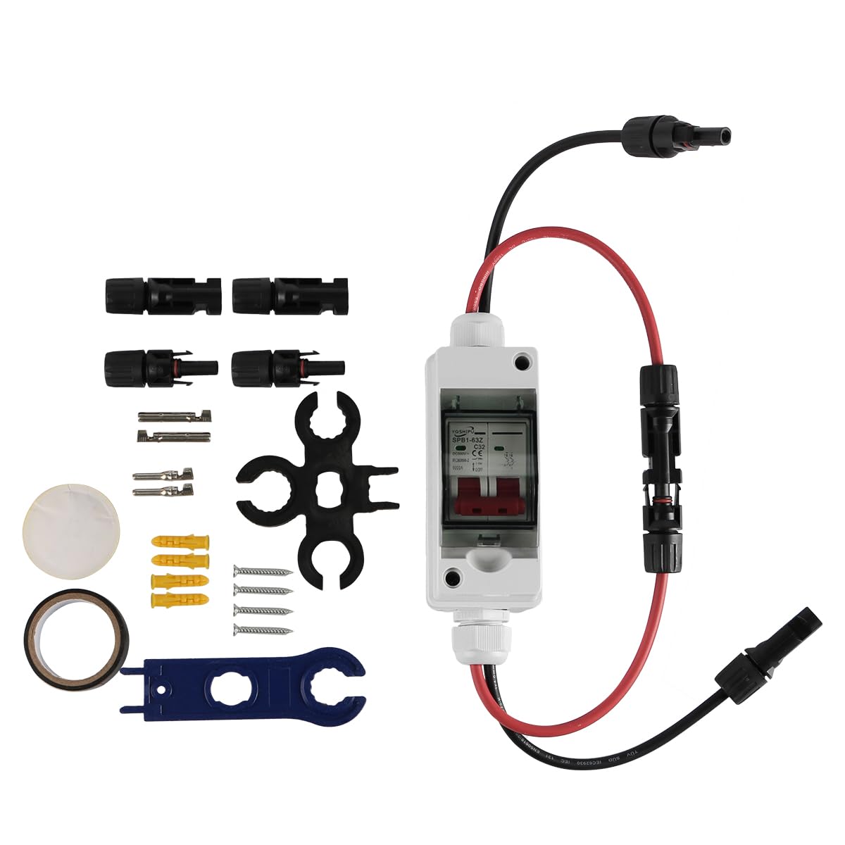 NUZAMAS 63A Solar Panel Disconnect Switch IP65 Waterproof Solar Disconnect Switch DC500 RV Transparent Cover Miniature Circuit Breaker for Rvs and Solar Systems