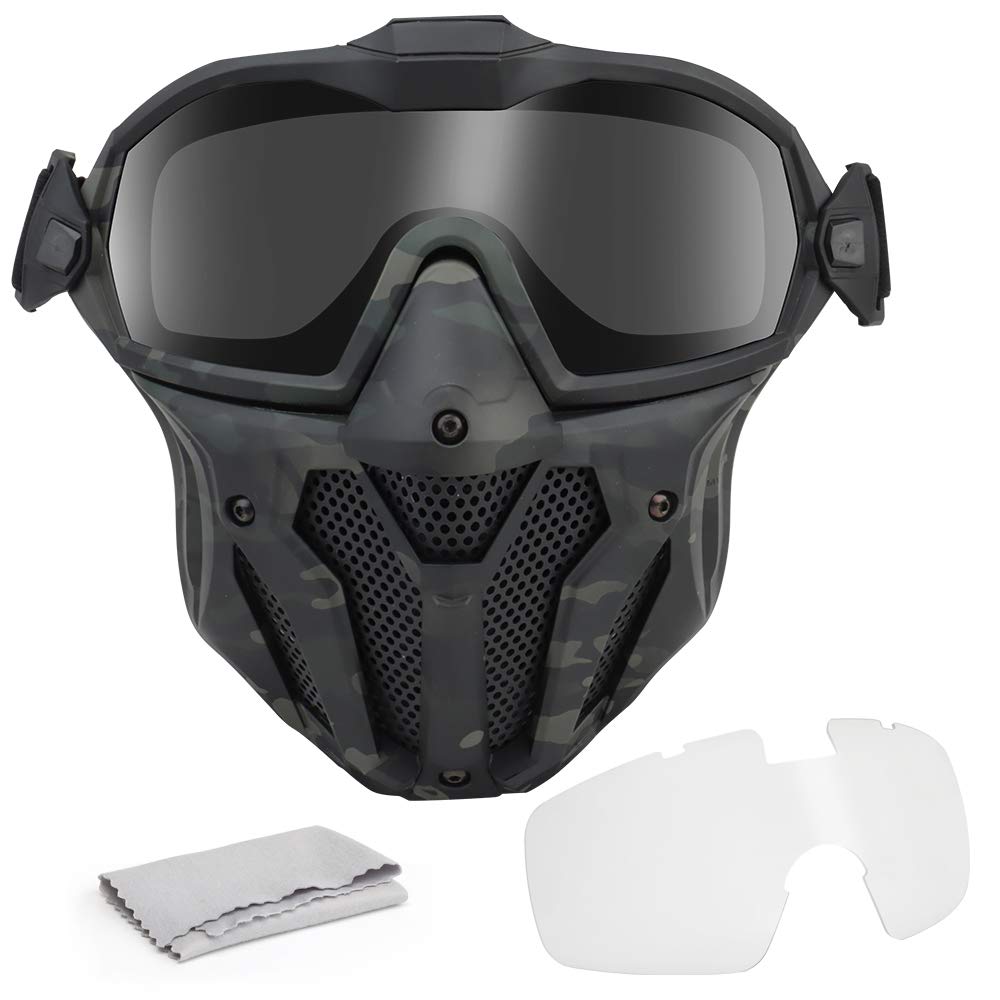 Tactical Mask Detachable Goggle With Anti-fog Fan System Full Face Protective CS Wargame Combat Airsoft Paintball Accessories — image 1