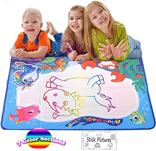 ShuYo Aqua Doodle Drawing Mat, 35.5" x 27.5" Large Magic Water Painting Mat Set Water Drawing Board- Best Art Writing Learning Educational Toys for 2 3 4 5 Years Old Boys Girls with 2 Magic Pens