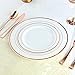 WDF 60pcs Disposable Plastic Plates-7.5inch Salad/Dessert Plates- Rose Gold Trim Real China Design - Premium Heavy Duty Plastic Plates for Wedding/Parties