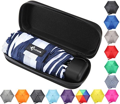 Travel Umbrella with Case - Compact and Light Small Mini Striped Umbrella is perfect for Kids Backpack, Purse, School, Car or Office - Navy and White Stripes