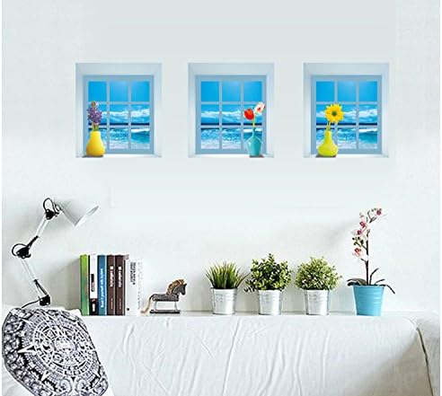 Window View of Ocean Wall Sticker Pack of 3 - Vase Daisy - Image 4
