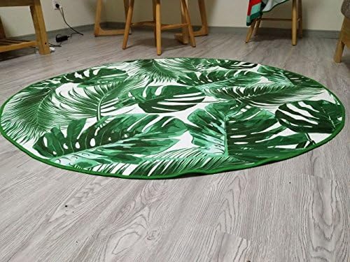 Desilife Home Hawaii Beach Towel Round 59" Green Palm Leaves Printed - Lightweight Microfiber Travel Towel Yoga Mat Sofa Chair Blanket - Absorbent &amp; Quick Dry Bath Towel Shower Wrap