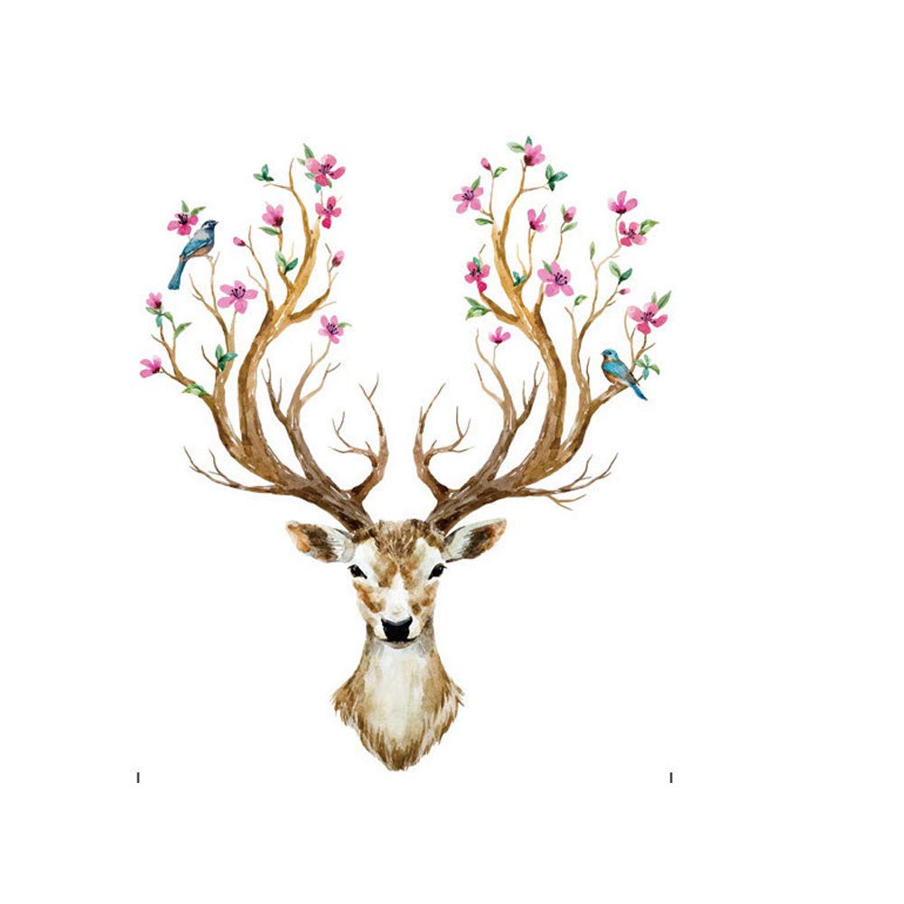 Colorful Reindeer Deer Head Wall Mural Art Sticker for Room Decor Antlers