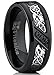Metal Masters Men's Black Titanium Wedding Ring Band with Dragon Design Over Carbon Fiber Inlay and Black Cubic Zirconia SZ 10