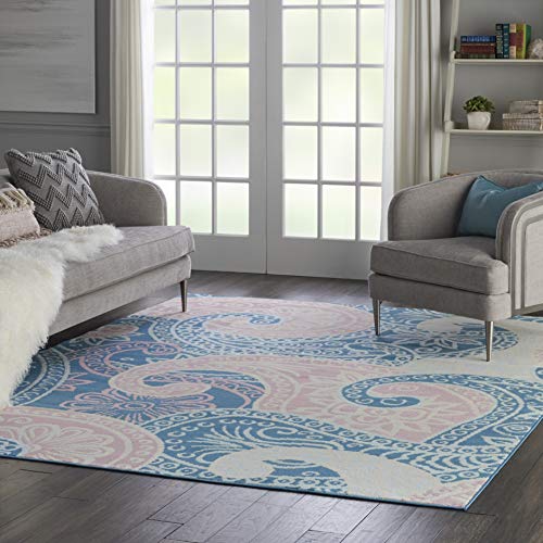 Nourison Jubilant Retro Bohemian Blue Area Rug 7'10" x 9'10", 8' x 10
