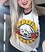 Womens Guns N Roses Printed Classic Logo Baseball T Shirt 3/4 Sleeve Top Small