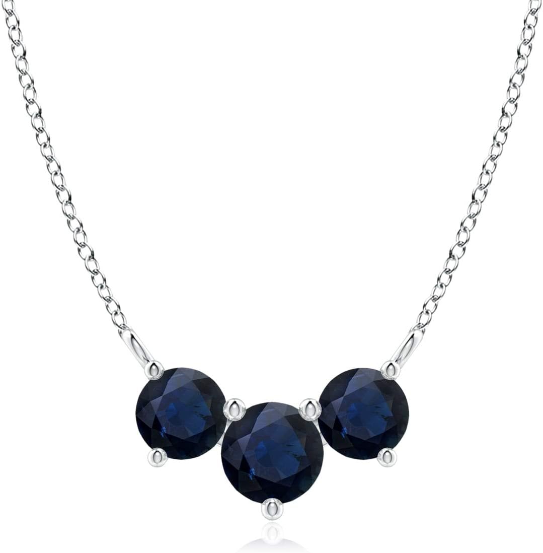 Classic Trio Sapphire Necklace (5mm Blue Sapphire)