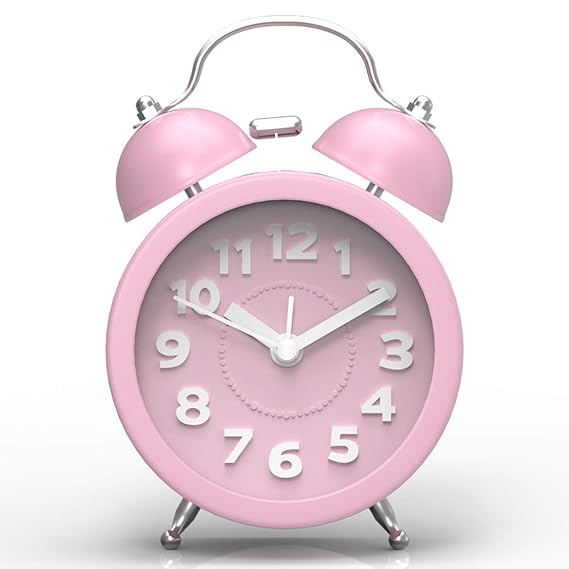 PiLife Mini Doppelglockenwecker , Klassik Wecker Clock mit Nacht Licht, lauter Alarm, kein Ticken, geräuschlos, Wecker große 