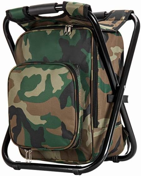 Upgraded Large Size 3 in1 Multifunction Fishing Backpack Chair, Portable Hiking Camouflage Camping Stool, Folding Cooler Insulated Picnic Bag Backpack Stool