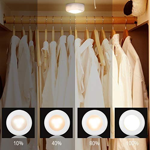 SALKING Wireless LED Puck Lights 4 Pack, Under Cabinet Lighting with Remote Control for Kitchen,Closet,Stairs,Wardrobe, Under Cabinet Lighting Dimmer Closet Lights Operates On AAA Batteries - Thumbnail 5
