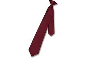 Vesuvio Napoli Boy's CLIP-ON NeckTie Solid BURGUNDY Color Youth Neck Tie