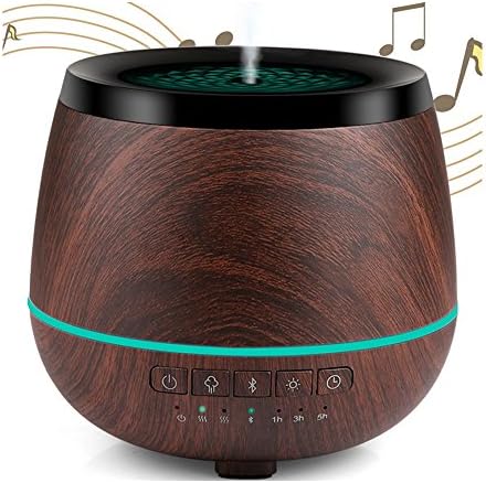 Essential Oil Diffuser Bluetooth Speakers - Razzil 200ml Ultrasonic Cool Mist Aromatherapy Humidifier with Music 4 Colors LED Mood Lights 4 Timers Waterless Auto Shut-off,Wood Grain