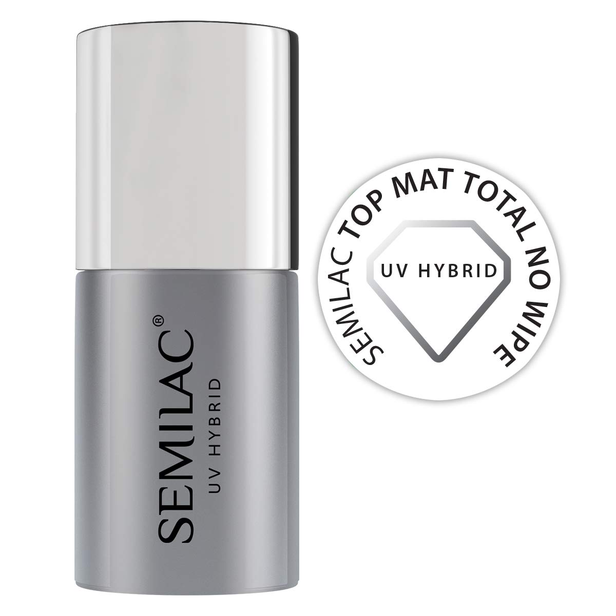 Semilac Matt Top coat No Wipe Nail Polish - UV LED Top Coat Soak Off Gel Nail for Colour Protection Easy to Apply, Crack Resistant & Quick Drying 7ml