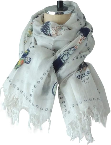 Amazon Co Jp ストール ガーゼ 春 夏 おしゃれ 肌触り爽やか 花柄 北欧 アジアン インド綿 ドールフラワー レディース ショール 白 紺 E Stole 181 服 ファッション小物