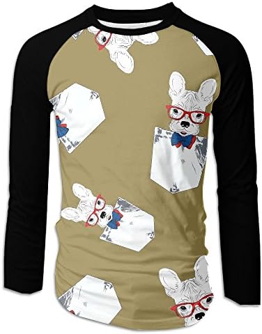 Boston-Terrier-and-French-Bulldog Men Hit Color Blouse T Shirts Long Sleeve Raglan Sweatshirts Tunic Tops