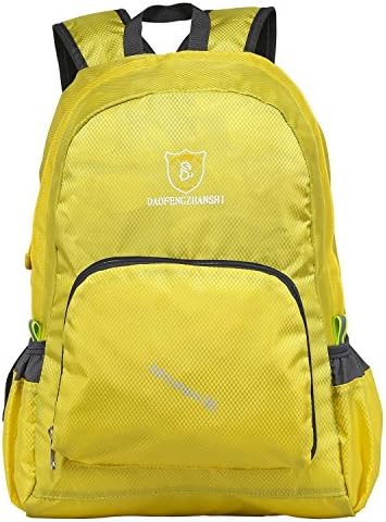 DAOFENG Ultra Lightweight Packable Backpack Handy Travel Hiking Daypack Foldable Camping Outdoor Backpack 20L (Yellow)