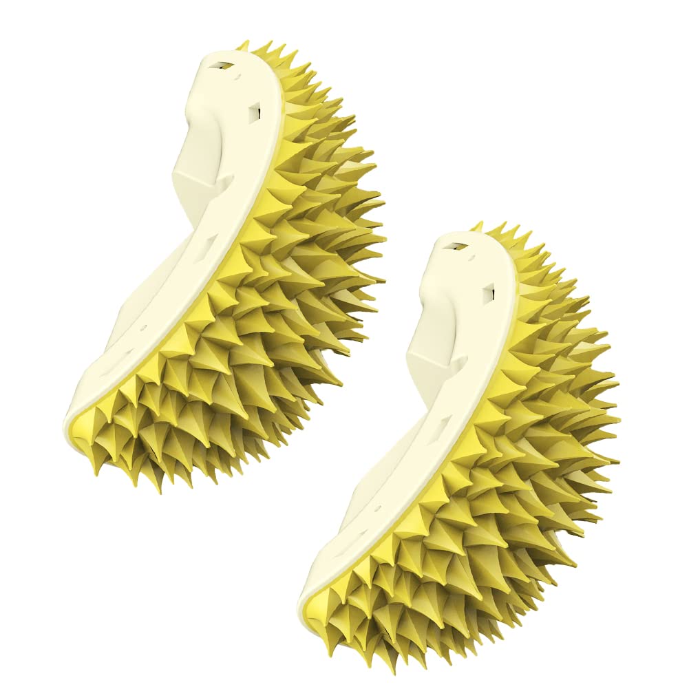 Uposao Cat Self Groomer, Massage Brush Durian Shape Soft Cat Grooming Brush Durian Shape Cat Wall Scratcher Grooming Massage Cat Accessories Pet Supplies