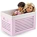 Wooden Storage Bin Container - Decorative Closet, Cabinet and Shelf Basket Organizer Lined With Machine Washable Soft Linen Fabric - Pink, Medium - By Creative Scents