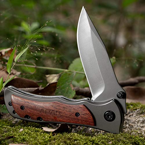 GVDV Pocket Folding Knife with 7CR17 Stainless Steel, Tactical Knife for Camping Hunting Hiking