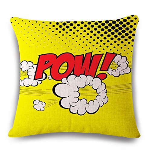 Easternproject Super Hero Throw Pillow Case Cushion Cover Comic Book Exclamation Pattern Decorative Square 18x18 Inch Pillowcase Best Gift (POW)