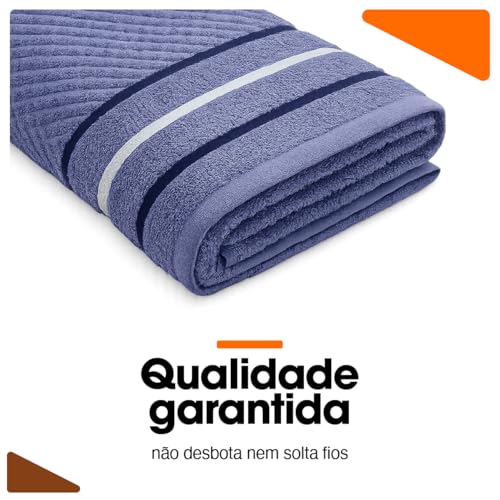 Toalha Banho Gigante Algodão Luxo Macia Alta Absorção Felpuda Premium Fio Penteado Hotel Spa Cor Azul