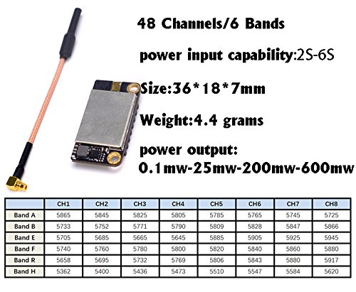 Readytosky 5.8Ghz 48CH VTX 25mW/200mW/600mW Switchable FPV Video Transmitter for FPV Racing Drone