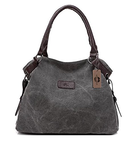 KISS GOLD(TM) Women s Designer Canvas Totes Crossbody Shoulder Bag, Grey