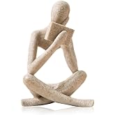 UTTCMK Bookshelf Decor Reading Statue - Abstract Art Thinker Sculpture Bookend for Shelves Aesthetic, Modern Home Decoration Figurine for Living Room Office Shelf Desk Coffee Table Decor(Beige Right)