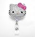 LOVEKITTY - 3D Cutie Blinged Out Hot Pink Bow Kitty Inspired Rhinestone Badge Reel/Name Badges/ID Badge Holder