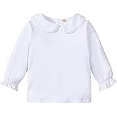 12M-6Y Baby Girls Long Sleeves Solid Color Doll Collar T-Shirt Blouse Toddler Kids Basic Pullover Bottom Tops