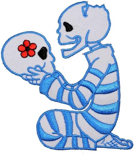 Skull Skeleton Dead Prisoner Biker Horror Goth Punk Emo Rock DIY Applique Embroidered Sew Iron on Patch SK-001