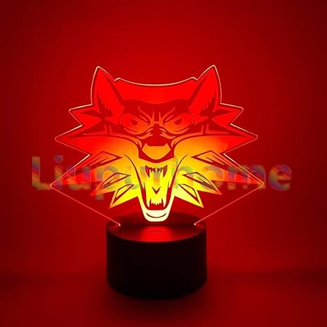 witchers 3 wolf simbolo 3d led luces