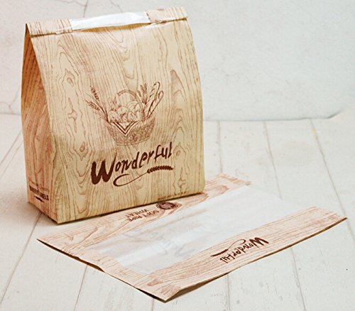 Pack of 30 Paper Bread Loaf Bag Kraft Food Packaging Storage Bakery Bag with Front Window, Label Seal sticker included (Style-4)