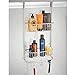 mDesign Stainless Steel Bath/Shower Over Door Caddy, Hanging Storage Organizer 2-Tier Rack with 6 Hooks and 2 Baskets - Holder for Soap, Shampoo, Loofah, Body Wash, Omni Collection, Satin