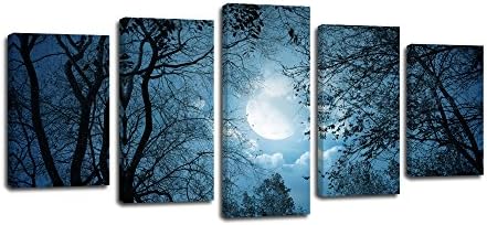 5 Panels, Canvas Art,Deep Forest,Framed Art and Stretched Prints for Home Decoration, Canvas Wall Art, Giclee Prints, Ready to Hang-Blue