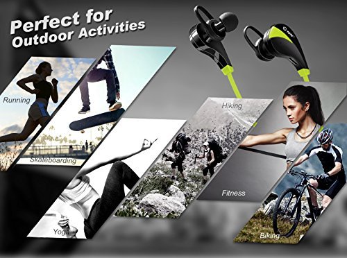 Bluetooth Headphones, TOTU Wireless Sports Earphones In Ear Earbuds w/ Mic Noise Cancelling Secure Fit for Gym Running Workout (IPX5 Sweatproof , Stereo, 8 Hours Playtime) - Green