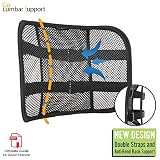 Go Lumbar Support Mesh Back Cushion for Car Seat Desk Office Chair [UPGRADE VERSION WITH STRAP], Recommended by Chiropractor Dr. Jose Guevara for Orthopedic Driving Comfort and Posture Support, Black