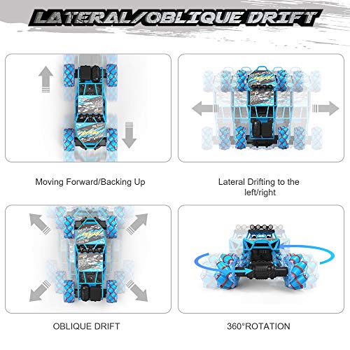 RAGU Drift Remote Control Car 1: 16 Rechargeable RC Truck 2.4 Ghz 4WD High Speed All Terrain Monster Truck with LED Lights & Music, Car Toys for Boys Girls