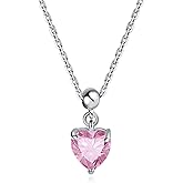 ixluck Adjustable Charm Heart Cut Love Birthstone Pendant Necklace Trendy Cubic Zirconia Jewelry for Women