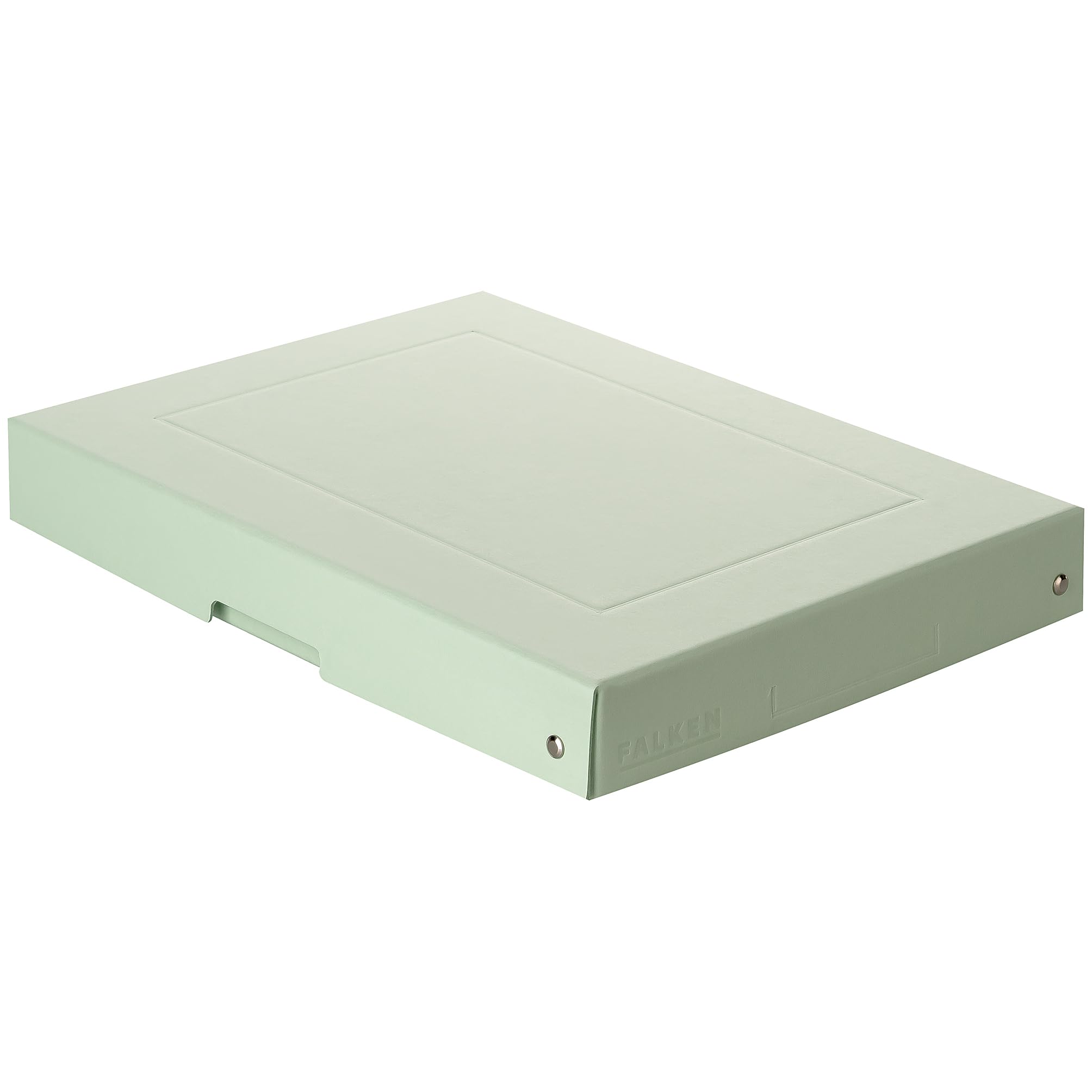 FALKEN Original PureBox Pastel Made in Germany 40 mm High DIN A4 Green Storage Box with Lid Made of Sturdy Cardboard Vegan Gift Box Transport Box All-Purpose Box